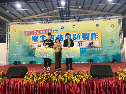 葉祐華作品《凡赫辛 (Van Helsing)》、劉維翔作品《初巡‧廟繪》，分別獲得「2023 年全國技專校院學生實務專題製作競賽」流行時尚設計群第二名、第三名。圖片