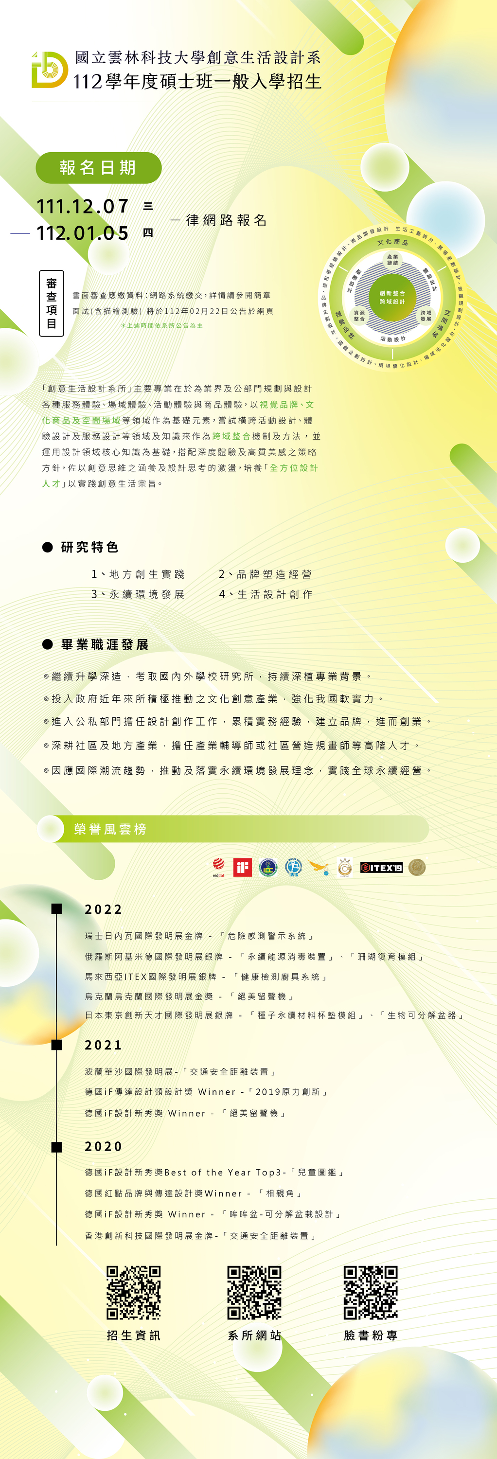 112學年度｜國立雲林科技大學｜創意生活設計系碩士班一般招生圖片